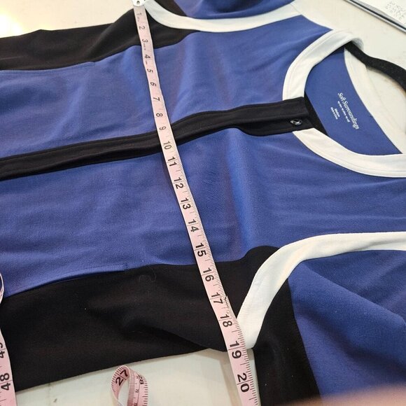 Soft Surroundings Jacket Size Medium Blue Colorblock Ponte Knit Pockets - Picture 10 of 10